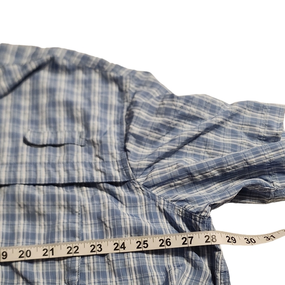 L.L.Bean Men's Tropicwear Blue Plaid Short-Sleeve Button Down Shirt XXL F41 - Picture 7 of 9